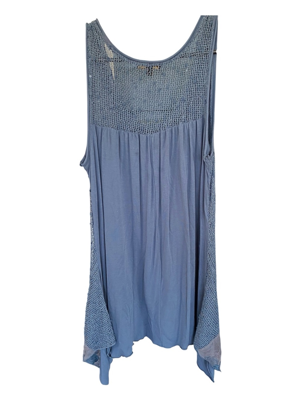 Cupio Blue Crochet Lace Hem Sleeveless Tunic Tank Top Size Small Boho Festival - Picture 3 of 7